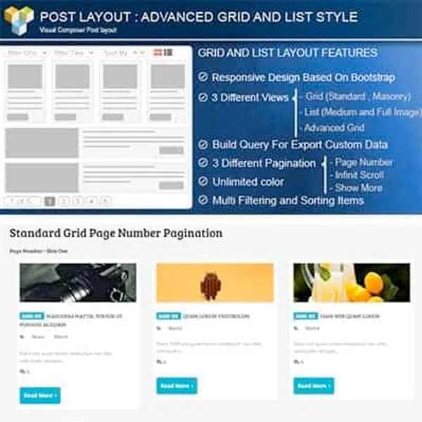 Advance Post Grid/List with custom filtering for Visual Composer
