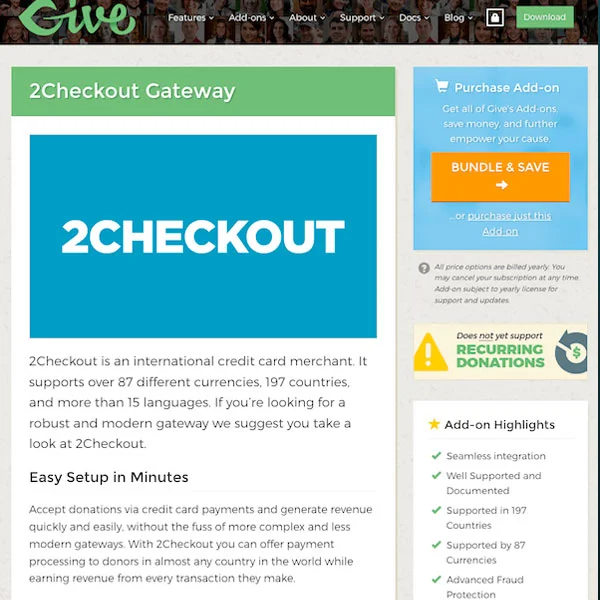 Give 2Checkout Gateway