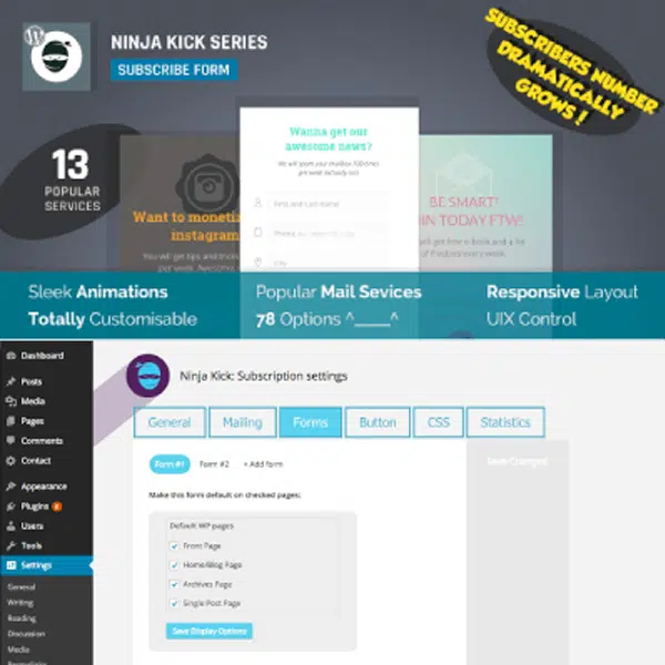 Ninja Kick Subscription WordPress Plugin