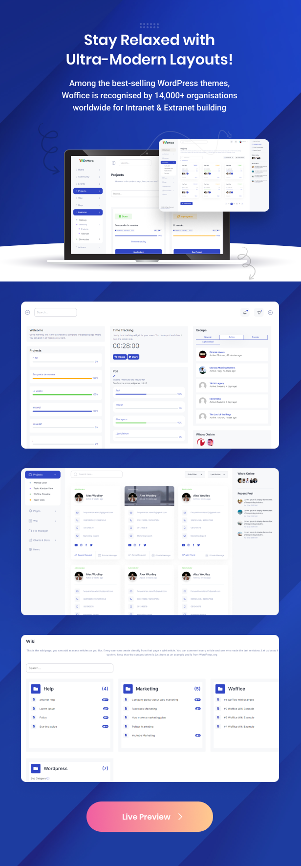 WOFFICE - INTRANET, EXTRANET AND PROJECT MANAGEMENT WORDPRESS THEME